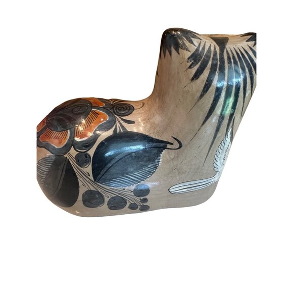 Vintage Mexican Tonala Pottery Cat‎ Hand Painted 5” x 5.5” - Picture 3 of 6